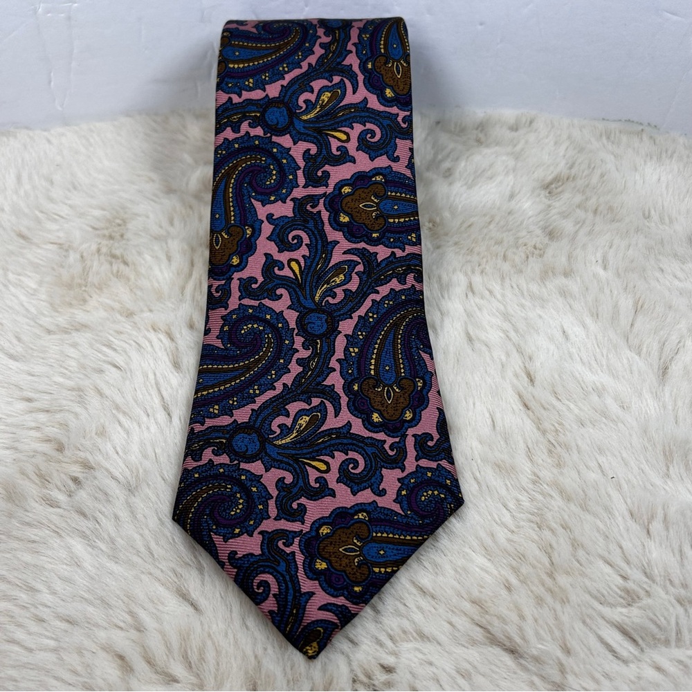 Gucci Pink and Blue Paisley Silk Tie